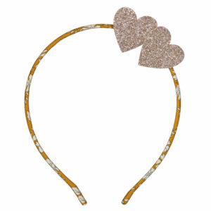 Luciole et Petit Pois - Hearts hair band - Gold glitter - Liberty Capel moutarde