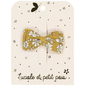 Luciole et Petit Pois - Little double bow hair clip - Liberty Capel moutarde