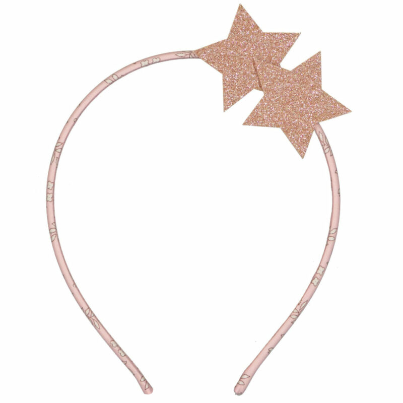 Luciole et Petit Pois - Stars hair band - Pink glitter - Liberty Capel rose nude