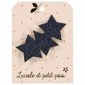 Luciole et Petit Pois - Three star hair clip - Blue glitter
