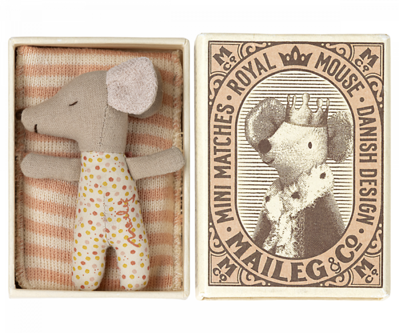 Babymaus "Sleepy/Wakey" in Streichholzschachtel – Rose – Bild 2