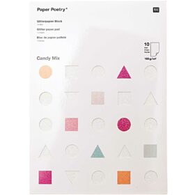 rico design - GLITTERPAPIERBLOCK CANDY MIX 10 BLATT