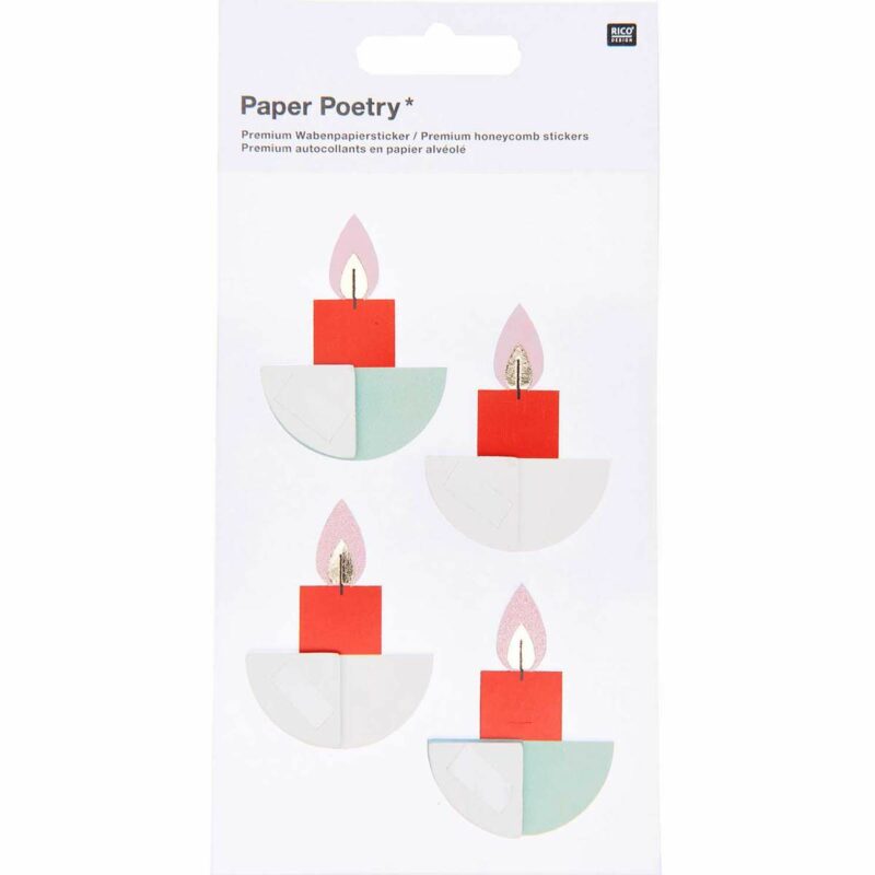 Aufkleber 4er Set "Wabenpapiersticker" – Merry Christmas Kerzen – Bild 2