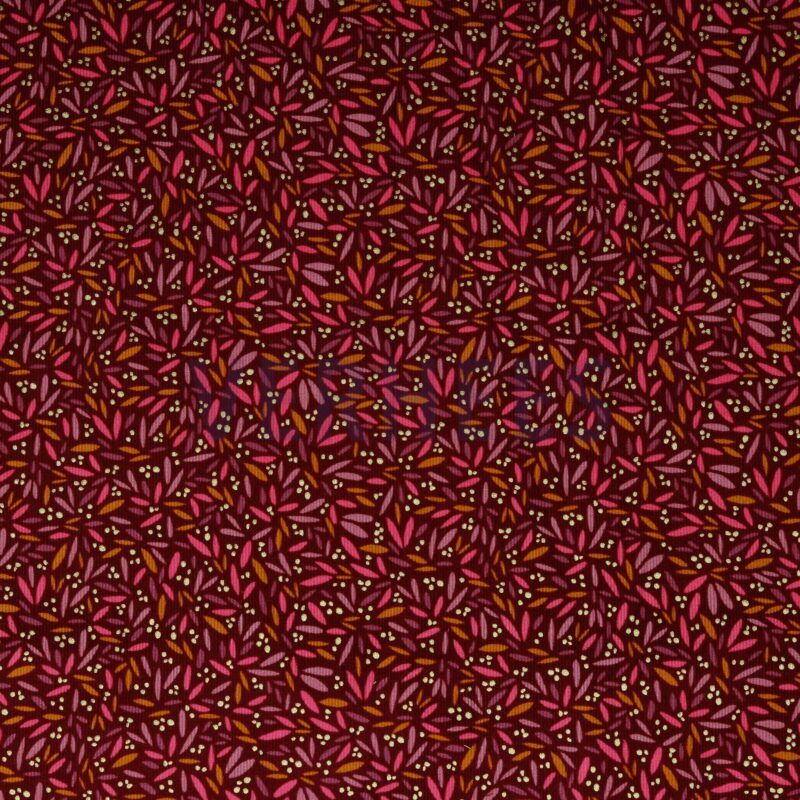 verhees textiles - Babycord Glitter - Fantasy Flowers Berry