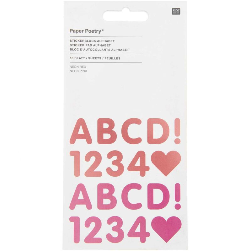 Paper Poetry Stickerblock Alphabet 16 Blatt neon