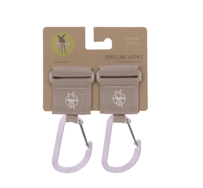 Lässig - Kinderwagenhaken - CAS Stroller Hooks with Carabiner 2 pack beige +