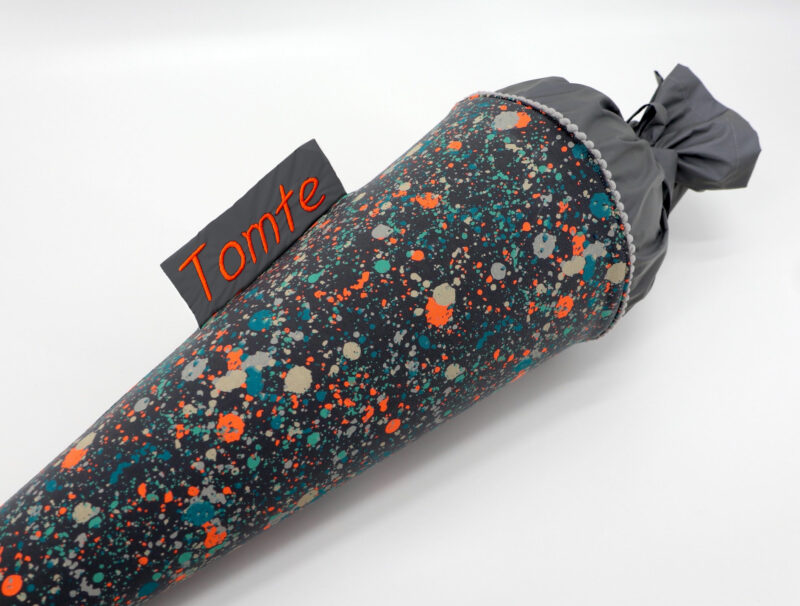 Schultüte "Neon Splatter Grey" mit Namen
