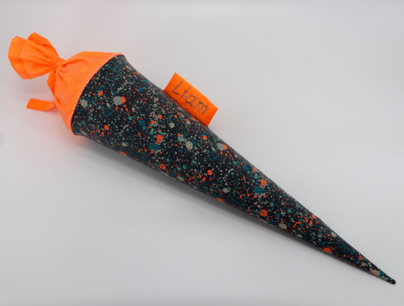 Schultüte "Neon Splatter Orange" mit Namen – Bild 4