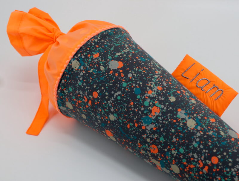 Schultüte "Neon Splatter Orange" mit Namen – Bild 3