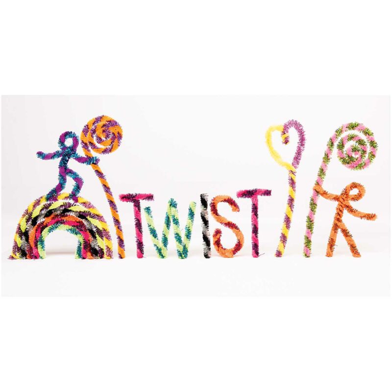 Basteldraht "Chenille" – Bunt gestreift mit Glitzer – Bild 3