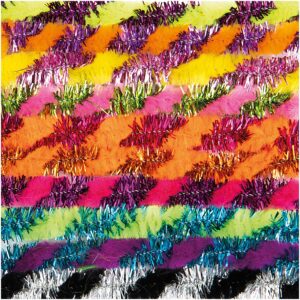 rico design - CHENILLE GLITTE BUNT GESTREIFT 10 X 50CM