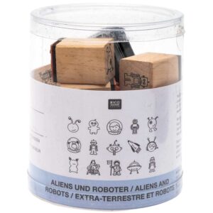 rico design - Rico Design Stempelset Aliens & Roboter 2x2cm 15 Stück