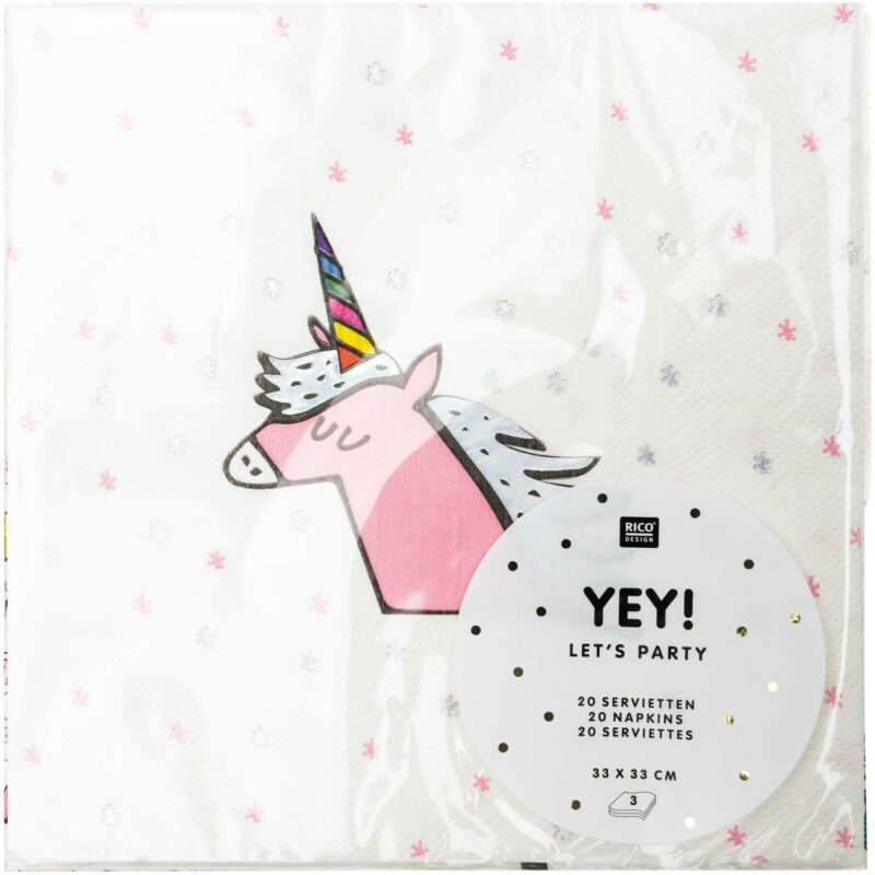 Servietten "YEY! Let's Party " – Einhorn – Bild 2