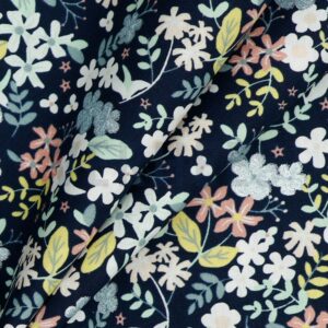 verhees textiles - Popline Glitter Flowers navy