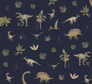 verhees textiles - FRENCH TERRY DINO - MARINE