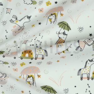 verhees textiles - POPLIN GLITTER SWEET UNICORNS - WHITE