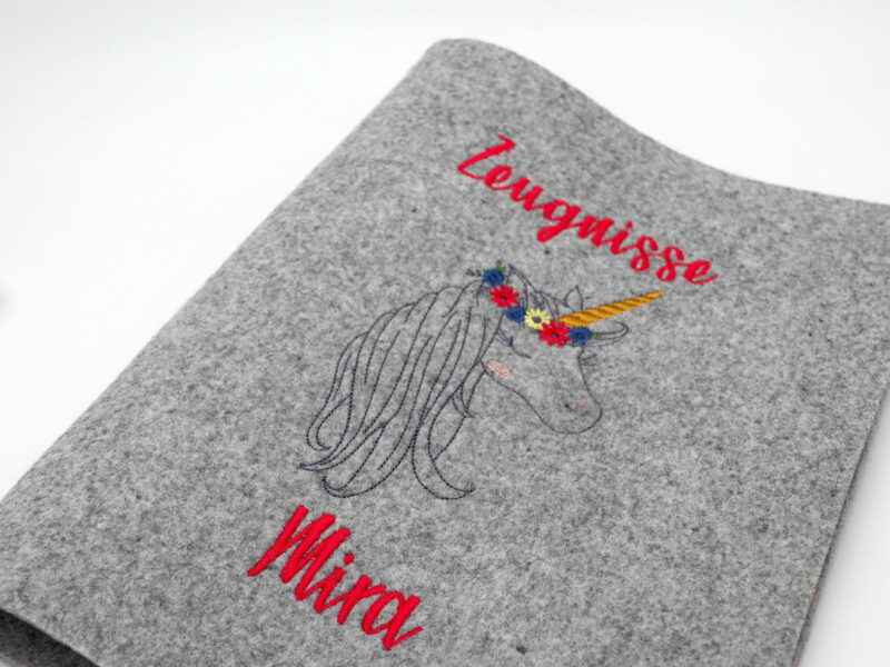 Personalisierte Zeugnismappe "Einhorn" mit Namen