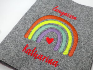 Personalisierte Zeugnismappe "Neon Regenbogen" mit Namen