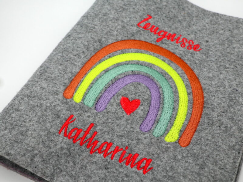Personalisierte Zeugnismappe "Neon Regenbogen" mit Namen