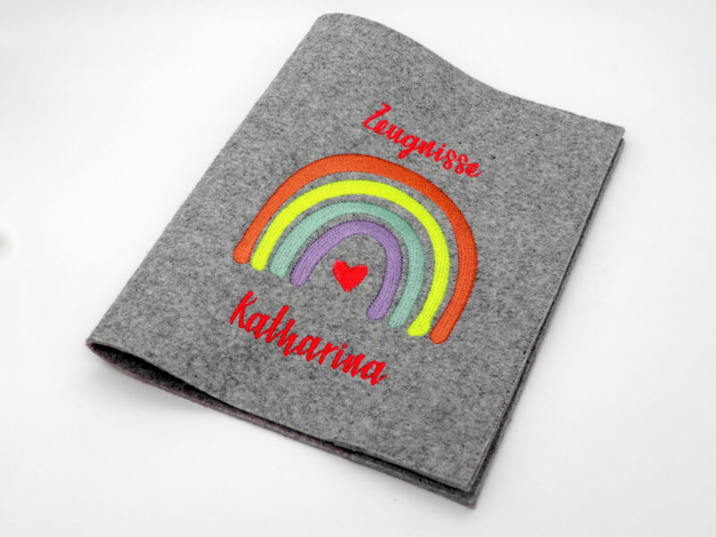 Personalisierte Zeugnismappe "Neon Regenbogen" mit Namen – Bild 3