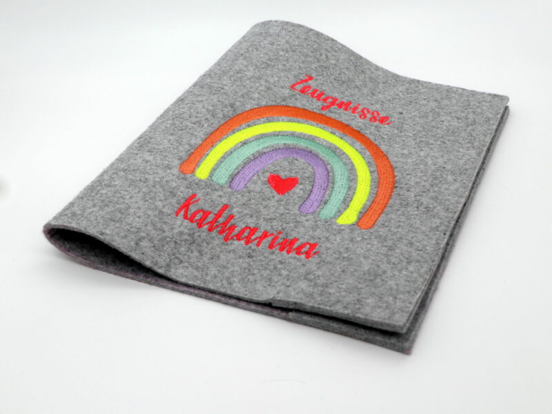 Personalisierte Zeugnismappe "Neon Regenbogen" mit Namen – Bild 2