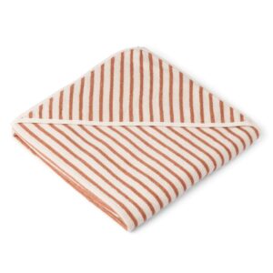 Liewood - Louie - Hooded Towel Yarn Dyed - Stripes Tuscany rose / Creme de la creme