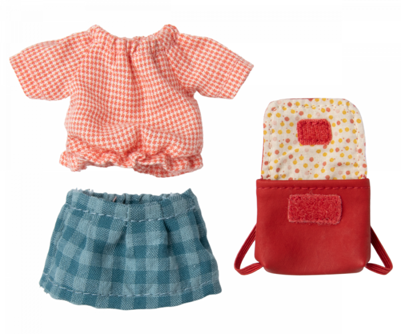 Outfit mit Tasche – Kleidung für 'Große Schwester' Maus - Rot – Bild 2