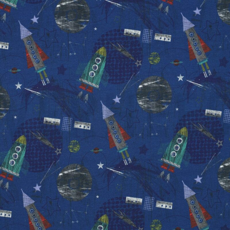 verhees textiles - FRENCH TERRY DIGITAL SPACE - COBALT