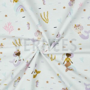 verhees textiles - JERSEY GLITTER MERMAIDS - WHITE