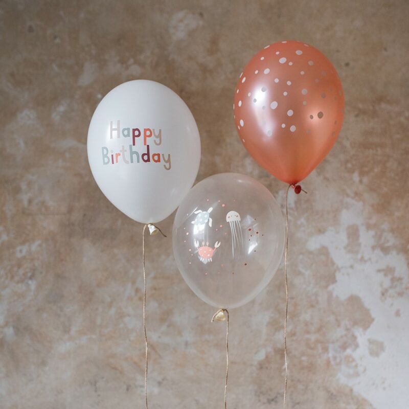 Ava&Yves - Ballons “Happy Birthday” aus 100% Naturkautschuk – Serie ‘Under the Sea’