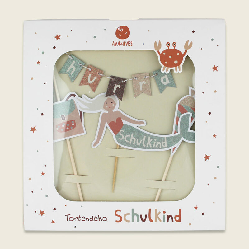 Kuchendekoration mit Glitzereffekt  "Cake Topper" zur Einschulung – Schulkind / Under the Sea – Bild 2