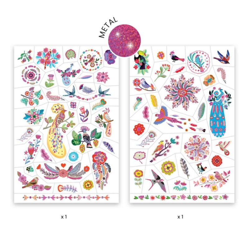 Tattoo Set mit 2 Bögen - Paradiesvögel – Bild 2