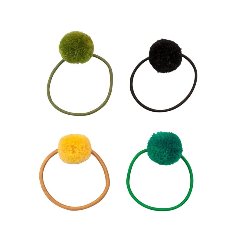 Haargummi 8er Set "PomPon" – Olive, Gold, Schwarz und Grün – Bild 2