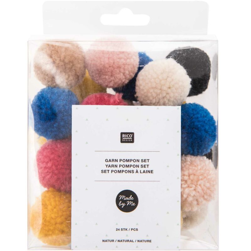 rico design - GARNPOMPON SET NATUR MIX 24 - TEILIG