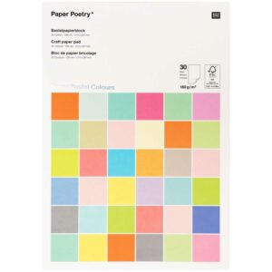 rico design - Paper Poetry Bastelblock Super Pastel Colours A4 180g/m² 30 Blatt