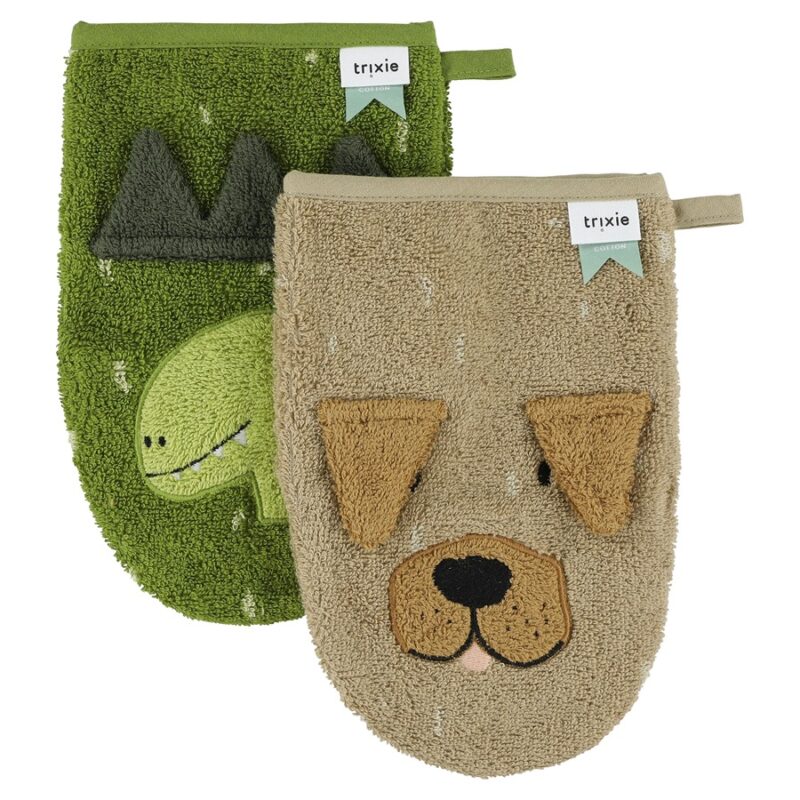 Trixie Baby - Washcloths 2-pack | Mr. Dino - Mr. Dog