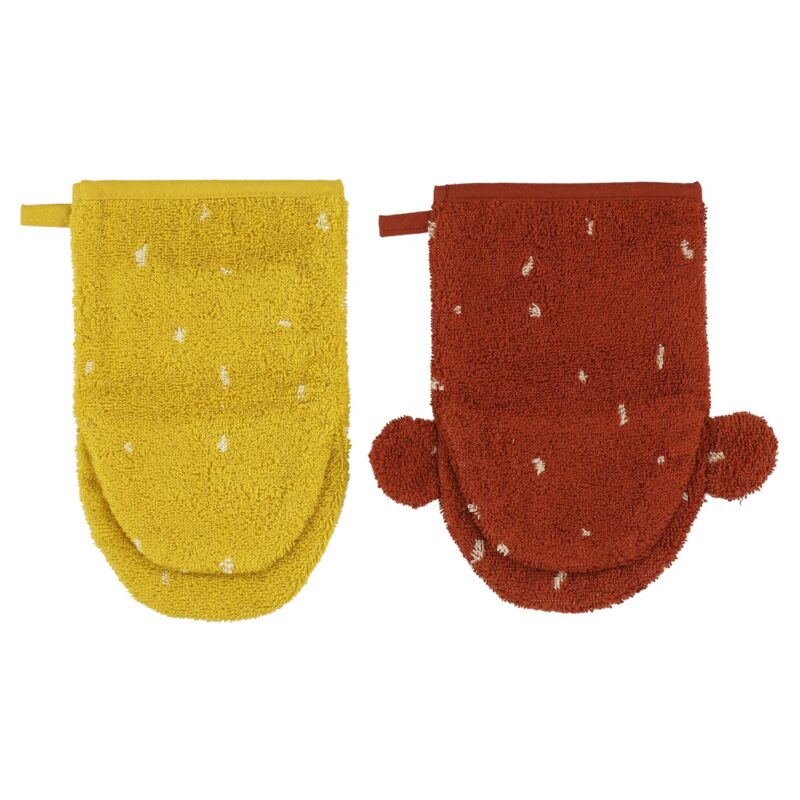 Waschhandschuh aus Bio-Baumwolle 2er Set – Mr. Lion + Mr. Monkey – Bild 4