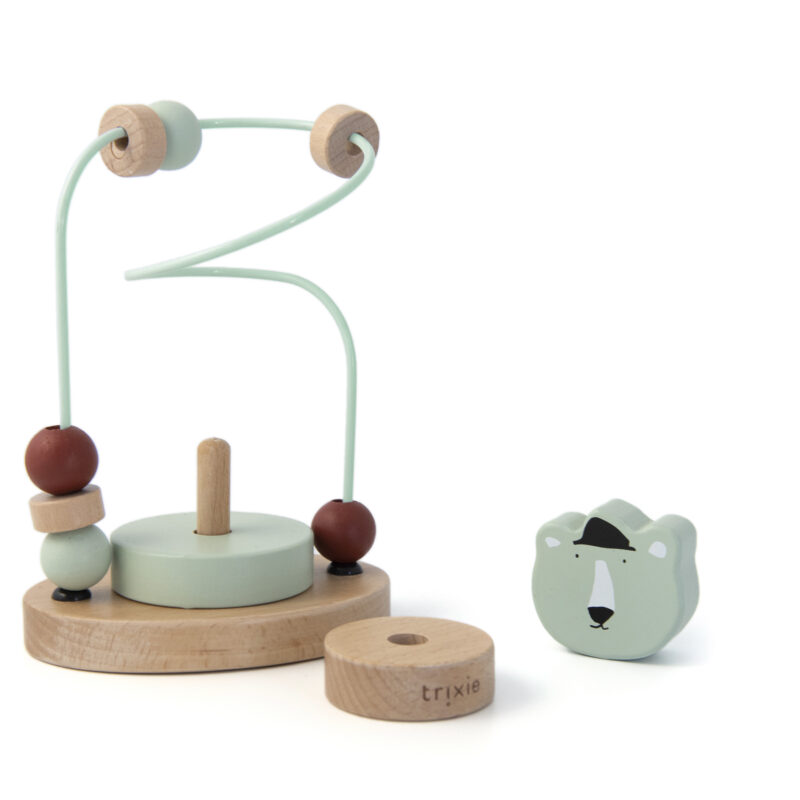 2in1 - Motorikschleife und Stapelspiel "Wooden Beads Maze" – Mr. Polar Bear – Bild 2