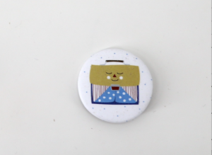 Button "Ranzen" mit Gesicht – Gelb