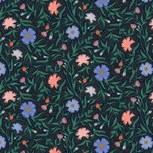 Cotton&Steel Fabrics - Vintage Garden - Aster - Navy Metallic