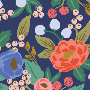 Cotton&Steel Fabrics - Vintage Garden - Vintage Blossom - Blue Canvas Metallic