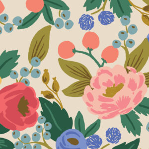 Cotton&Steel Fabrics - Vintage Garden - Vintage Blossom - Cream Canvas Metallic