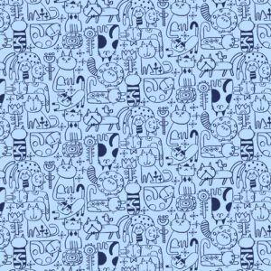 Cotton&Steel Fabrics - Neko No Yume - Nakama - Ice Blue Fabric