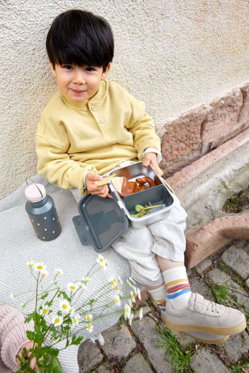 Kinder Brotdose Edelstahl - Lunchbox Happy Prints Dunkelblau – Bild 3