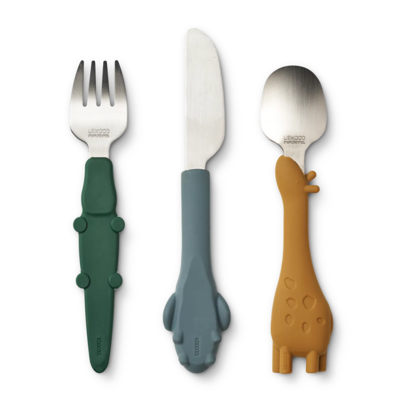 Kinderbesteck-Set aus Edelstahl und Silikon "Tove Cutlery Set" - Golden Caramel Mix – Bild 5