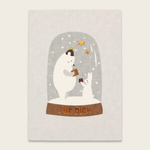 ava&yves - Postkarte Schneekugel mit Bär und Hase