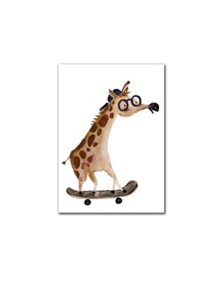 halfbird - Postkarte "Giraffe auf Skateboard"