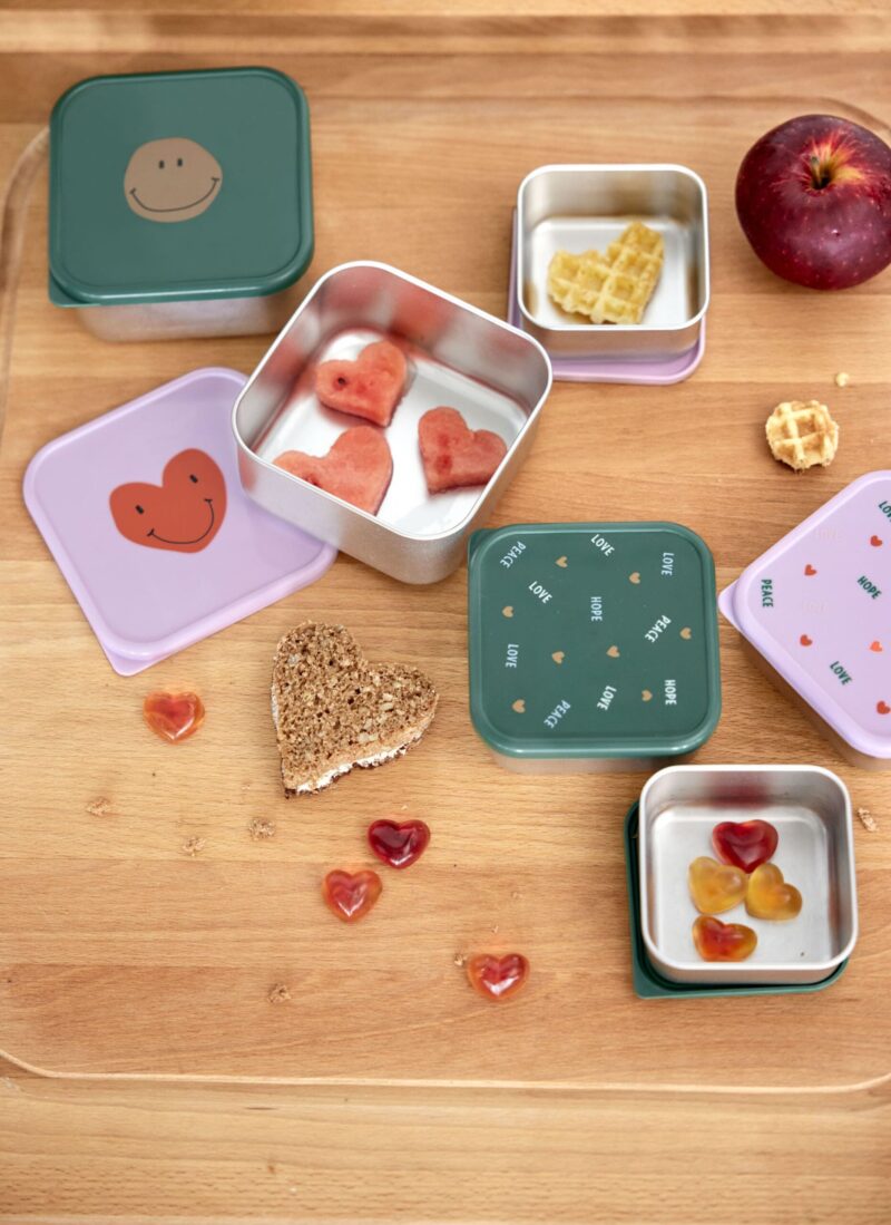 Snackbox Kinder (3er Set) - Edelstahl Brotdose Happy Rascals, Herz – Bild 3