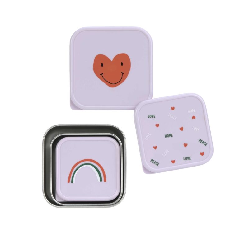 Snackbox Kinder (3er Set) - Edelstahl Brotdose Happy Rascals, Herz – Bild 4