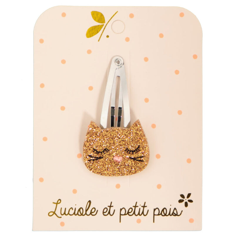 Luciole et Petit Pois - Barrette chat bronze